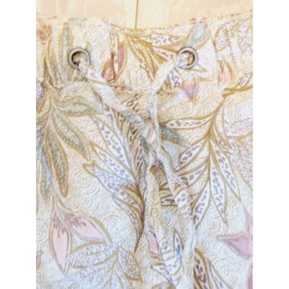 Cynthia Rowley XL 100% Linen Pull-on Shorts Size XL Neutral Colors Leaf Print - Picture 3 of 7